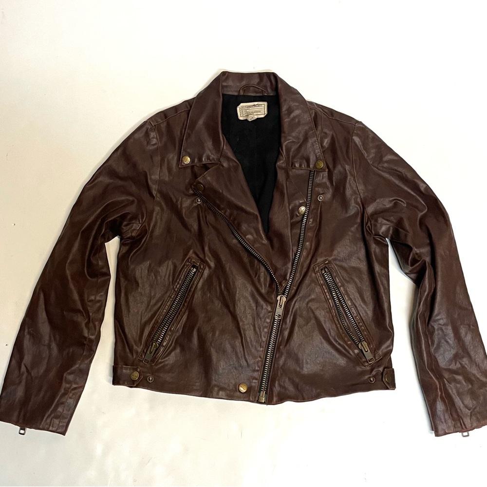 Current Elliot small leather patina jacket brown